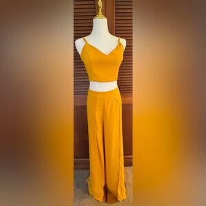 Lulus Out Tonight Mustard Yellow Two-Piece Jumpsuit